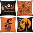 thumbnail image 1 of Halloween Pillow Case Large Orange and Black Pillow Cover 20" x 20" Happy Halloween Linen Sofa Bed Throw Cushion Cover Decoration for Home Office, 4pcs, 1 of 6