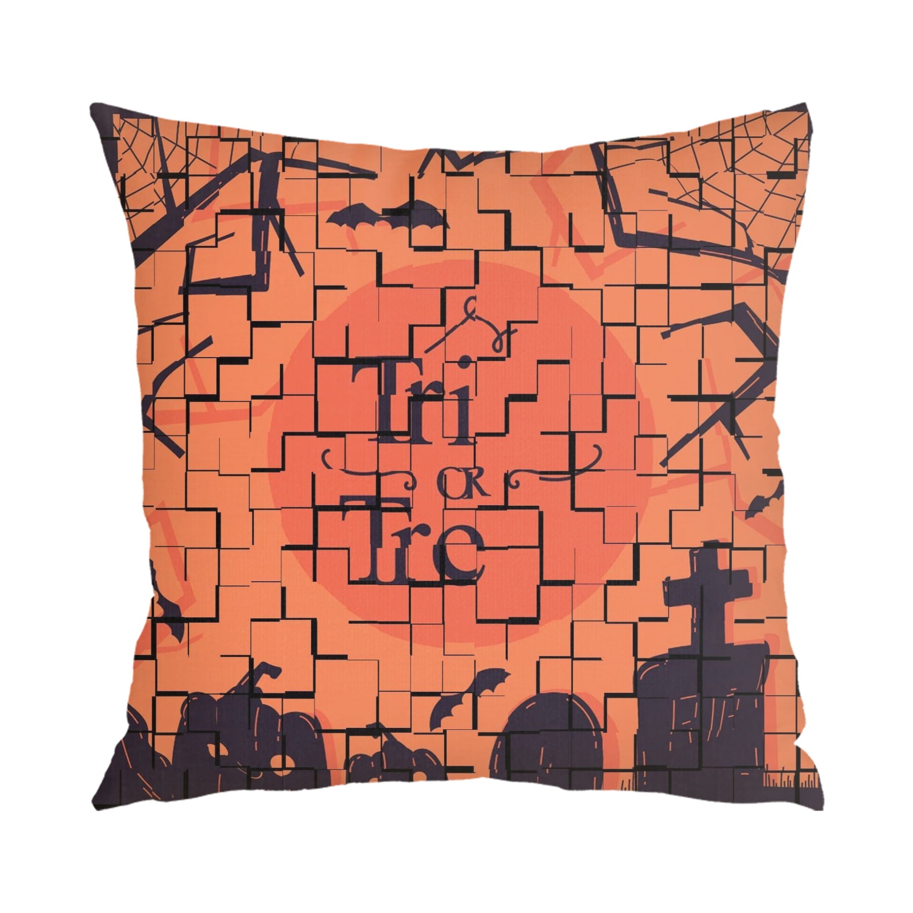 Halloween Pillow CaseMoon and Broom with Starry Night Pillow Case for