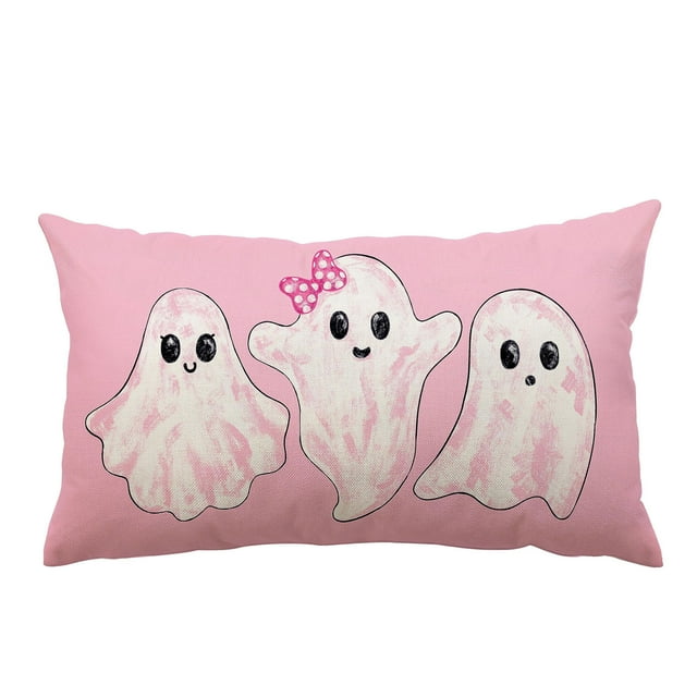 Halloween Pillow Cover 12x20 Inch Happy Halloween Pink Halloween Pink