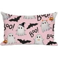 thumbnail image 1 of Halloween Pillow Cover 12x20 Repeating White Ghosts Spooky Pink Throw Pillow Case Autumn Thanksgiving Harvest Decorative Cushion Outdoor Cushion Case Sofa Couch Bed Decor Lumbar, 1 of 6