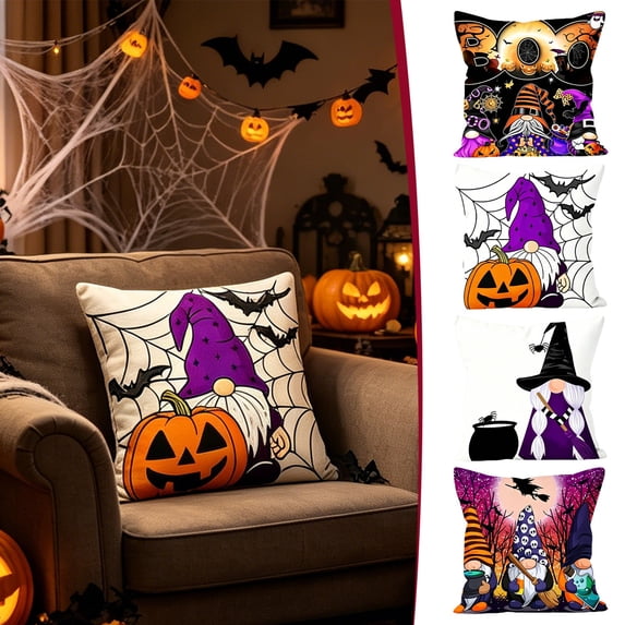 Halloween Pillow Cover 18x18, Fall Spooky Throw Pillow Case, Soft Polyester Decorative Cushion Cover, Hidden Zipper, Machine Washable for Sofa Bedroom Holiday by MPOISVA