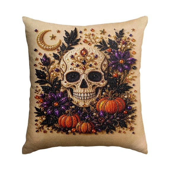 Halloween Pillow Cover, Gothic Halloween Decor, Spooky Halloween Decor, Fall Home Decor Indoor, Linen Texture 45X45Cm Cushion Cover No Insert