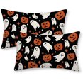thumbnail image 1 of Halloween Pillow Covers 12 X 20 Inch Set of 2 Ghost Pumpkin Throw Pillow Covers Orange and Black Cushion Cases Farmhouse Decorative Outdoor Pillow Covers for Couch Home Sofa Living Room, 1 of 5
