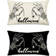 thumbnail image 1 of Halloween Pillow Covers 12x20 Inch Set of 2 Black and White Skeleton Hand Spider Bats Throw Pillow Cases Cushion Cover Halloween Home Sofa Couch Decor Pillows Cotton Linen, 1 of 6