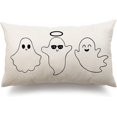 thumbnail image 1 of Halloween Pillow Covers 12x20 inch Happy Halloween Black and White Ghost Halloween Lumbar Pillow Covers Decorations Happy Halloween Sofa Bed Outdoor Car Decoration 019, 1 of 6