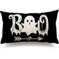 thumbnail image 1 of Halloween Pillow Covers 12x20 inch White Spooky Ghost Decor Black Halloween Lumbar Pillow Covers Decorative for Halloween Home Decor for Sofa 032, 1 of 6