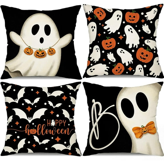 Halloween Pillow Covers 168x16 inch Set of 4 Halloween Decorations Ghost Pumpkins Bats Decor Holiday Pillow Case Farmhouse Decor for Home Sofa B107