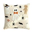thumbnail image 1 of Halloween Pillow Covers 16x16 Inch, Cute Ghost Printed Throw Pillow Case with Linen Texture, Decorative Cushion Cover for Couch Sofa Home Fall Decor, 1 of 9