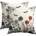 thumbnail image 1 of Halloween Pillow Covers 16x16 Inch Set of 2 Vintage Spooky Red and Black Floral Leaves Bats Spider Web Outdoor Decorative Throw Pillows Holiday Pillowcases Square Cushion Covers for Couch, 1 of 6
