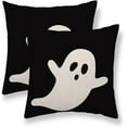 thumbnail image 1 of Halloween Pillow Covers 18X18 Inch Set of 2 Black White Ghost Decor Throw Pillow Covers Halloween Cushion Cases Farmhouse Decorative Outdoor Pillow Covers for Couch Home Sofa Living Room, 1 of 5