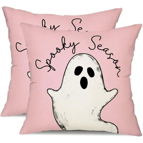 Halloween Pillow Covers 18x18 Ghost Halloween Pillow Covers Decorations Pink Halloween Pillows Decorative for Halloween Home Decor for Sofa 21