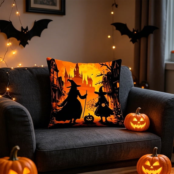 Halloween Pillow Covers 18x18 Inch Fall Throw Pillow Cases Soft Decorative Cushion Covers Spooky Halloween Decor For Sofa Couch Living Room Bedroom