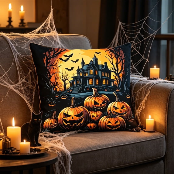Halloween Pillow Covers 18x18 Inch Fall Throw Pillow Cases Soft Decorative Cushion Covers for Sofa Couch Bedroom by OVFUIZ