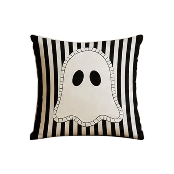 Halloween Pillow Covers, 18x18 Inch Halloween Decoration Indoor Outdoor Throw Pillow Covers, Cute Spooky Ghost Linen Cushion Case for Home Sofa Couch Bedroom Chair