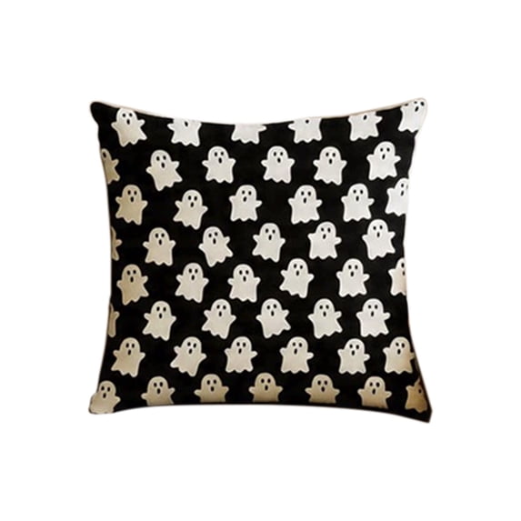 Halloween Pillow Covers, 18x18 Inch Halloween Decoration Indoor Outdoor Throw Pillow Covers, Cute Spooky Ghost Linen Cushion Case for Home Sofa Couch Bedroom Chair