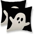 thumbnail image 1 of Halloween Pillow Covers 18x18 Set of 2, Halloween Black White Ghost Decorative Throw Pillow Covers Outdoor Halloween Lumbar Pillow Cases for Couch Sofa Home Holiday Decor, 1 of 4