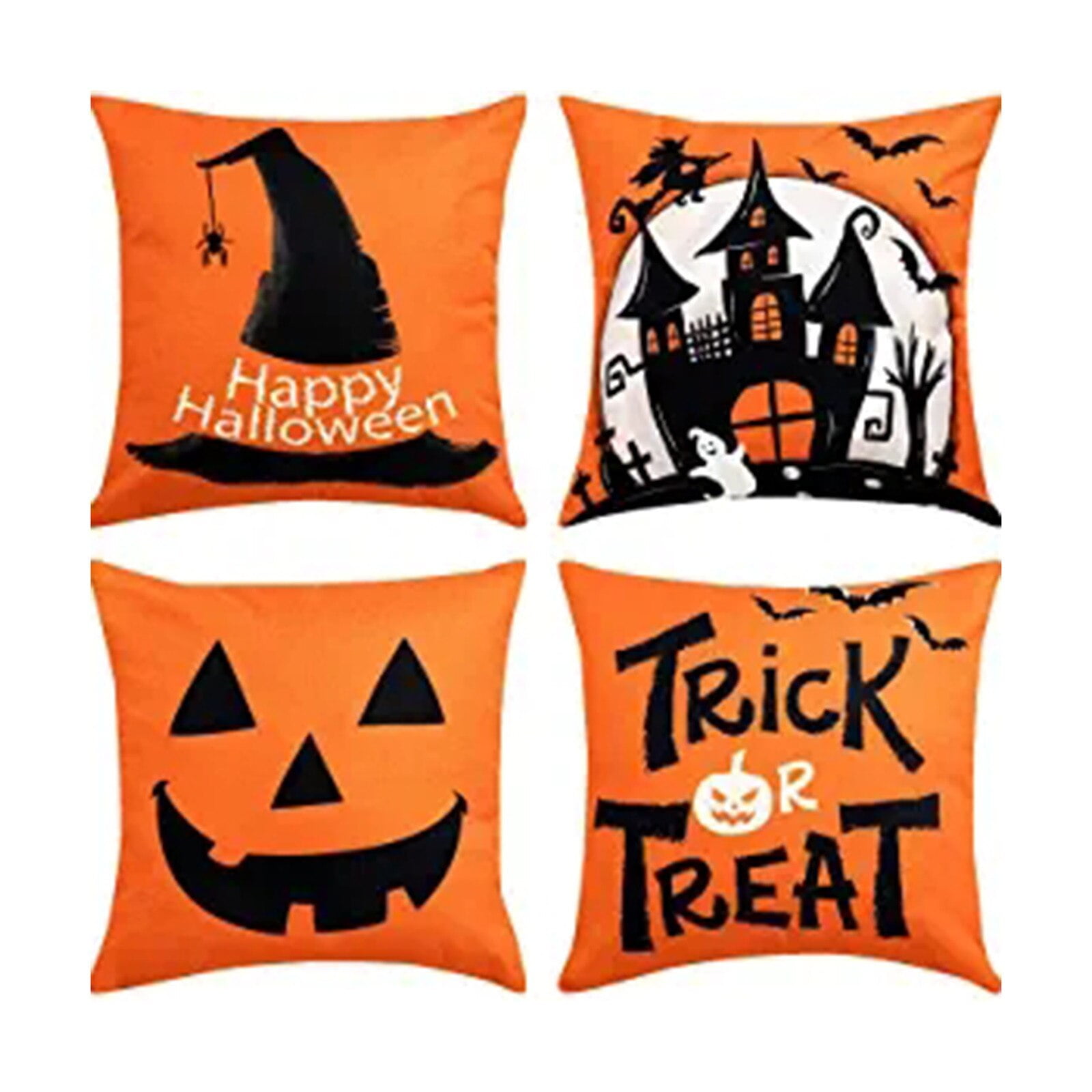 MIKE & Co. NEW YORK Decorative Fall Thanksgiving Throw Pillow Cover  Halloween & Pumpkins 18 in. x 18 in. Orange & Green Square Set of 4  SET-706-Y42 - The Home Depot