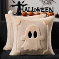 thumbnail image 1 of Halloween Pillow Covers 18x18 inch Set of 2, Black Eyes Beige Ghost Throw Pillow Cases Soft Plush Faux Fur Wool Couch Cushion Case for Chair Sofa Bedroom Living Room Home Decor, 1 of 8