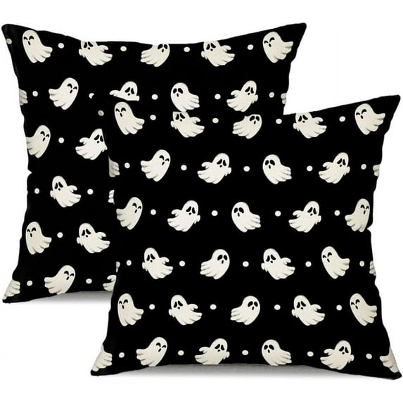 Halloween Pillow Covers 18x18 inch Set of 2 Happy Halloween White Ghost Polka dots Decor Pink Pillow Covers Happy Halloween Sofa Bed Outdoor Car Decoration