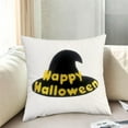 thumbnail image 1 of Halloween Pillow Covers 18x18 inch, Soft Plush Witch Hat Pattern Pillowcase, Fall Decor Throw Cushion Cases for Autumn Holiday Home Decor, 1 of 3