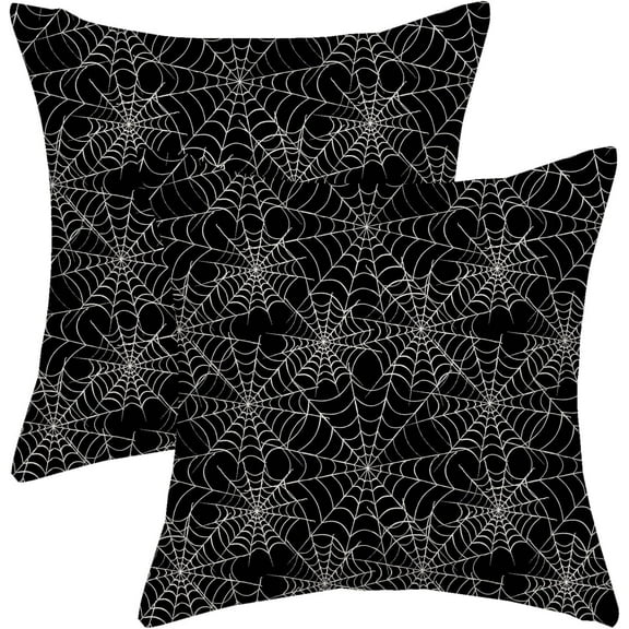 Halloween Pillow Covers 20x20 Black Spider Webs Decor Throw Pillows Case for Couch Halloween Indoor Outdoor Decorative Cushion Cases for Sofa Bed Decorations Set of 2