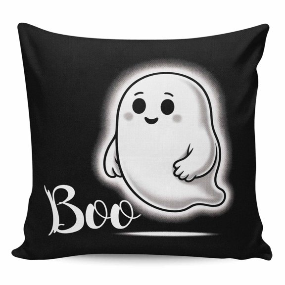 Halloween Pillow Covers 20x20 Inch Decorative Throw Pillow Cover, Black Spooky Ghost Boo Cute Halloween Decorations Sofa Pillowcases Accent Cushion Case Home Decor Bedroom Living Room