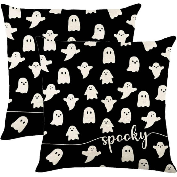 Halloween Pillow Covers 20x20 Set of 2,Halloween Ghost Spooky Decorative Throw Pillow Covers Outdoor Cushion Cases for Farmhouse Home Sofa Couch Decorative