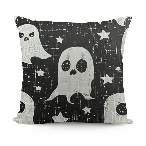 Halloween Pillow Covers Black And White Ghost Throw Pillow Covers Linen Pillowcases Decoration Outdoor Halloween Pillows Decorative For Halloween Home Sofa Decor