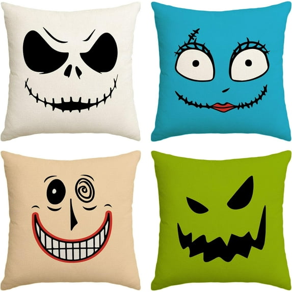 Halloween Pillow Covers Christmas Nightmare Before Gothic Skull Throw Pillow Case Jack Sally Gothic Decor Halloween Decorations for Home Party