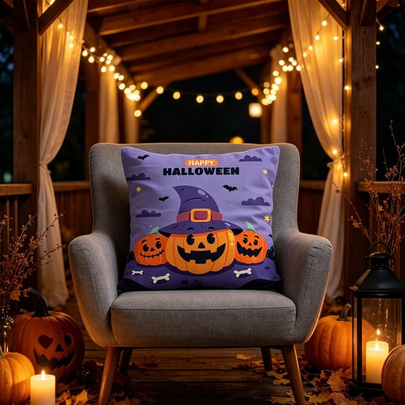 Halloween Pillow Covers Cute Pumpkin Ghost Decorative Pillow Cases Soft Fall Throw Pillow Covers for Sofa Couch Bedroom by OVFUIZ