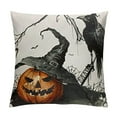 thumbnail image 1 of Halloween Pillow Covers Decorative Throw Pillows Halloween Decor for Indoor Witch Hats|Scary Pumpkin|Crow|Grave|Spider|Web Pattern Black-and-White Pillowcase Fall Cushion CasesZippered, 1 of 5