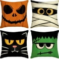 thumbnail image 1 of Halloween Pillow Covers Jack O Lantern Throw Pillow Case Spooky Face Mummy Black Cat Fran.kens-tein Decor Halloween Decorations for Home Party, 1 of 6