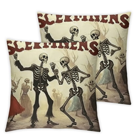 Halloween Pillow Covers Reversible,Western Halloween Pillow Covers,Halloween Howdy Dancing Skeleton Stay Spooky Bats Rocker Victory Hand Throw Pillow Cover,Western Howdy Halloween Decor