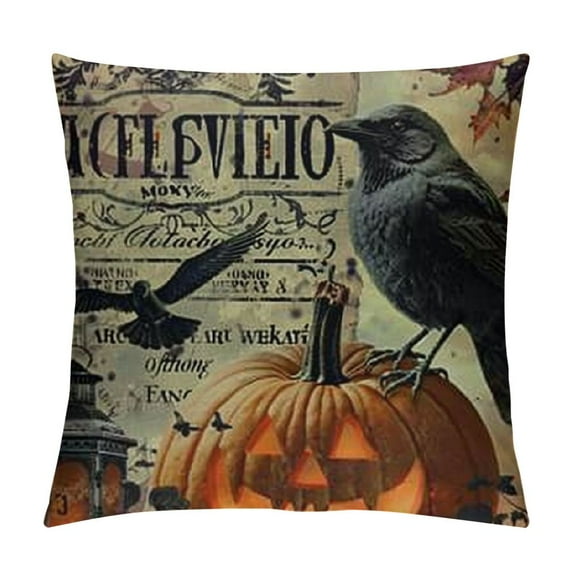 Halloween Pillow Covers Vintage Halloween Throw Pillow Covers Halloween Owl Crow Pumpkin Skull Velvet Couch Cushion Covers Halloween Decorations