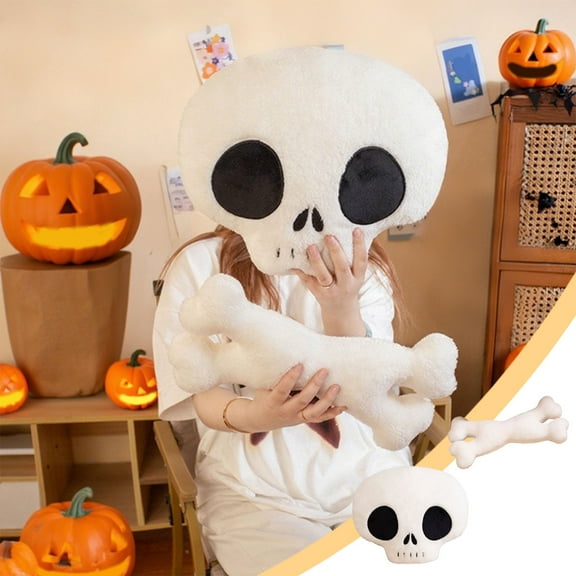 Halloween Pillow, Gothic Throw Pillows Stuffed Skull Human Cushion Halloween Decorations Indoor for Sofa Bed Office Couch Living Room(2 Pack)