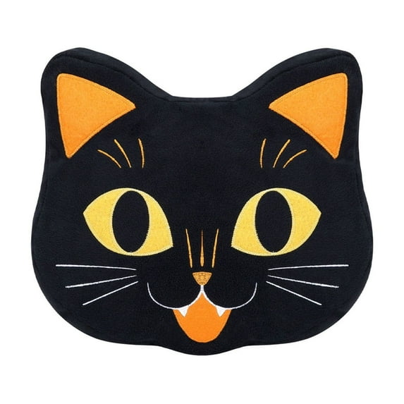 Halloween Pillow Plush Black Cat Throw Pillow for Halloween Home Party Decoration Stuffed Black Cat Shaped Cushion Pillow for Cozy Halloween Living Room Bedroom Sofa Supplies
