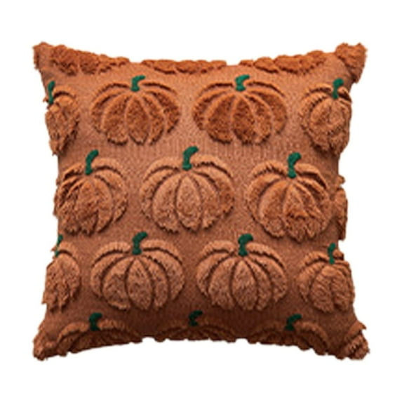 Halloween Pillowcase 18×18 in Pumpkin Embroidery Thanksgiving Decoration Sofa Pillow Cushion Covers Halloween Decorations 45x45cm (Beige)