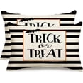 thumbnail image 1 of Halloween Pillows 12x20 Set of 2-Trick or Treat Striped Halloween Throw Pillow Covers-Bat Halloween Outdoor Pillows-Lumbar Black and White Pillow Cases(2b-12), 1 of 6