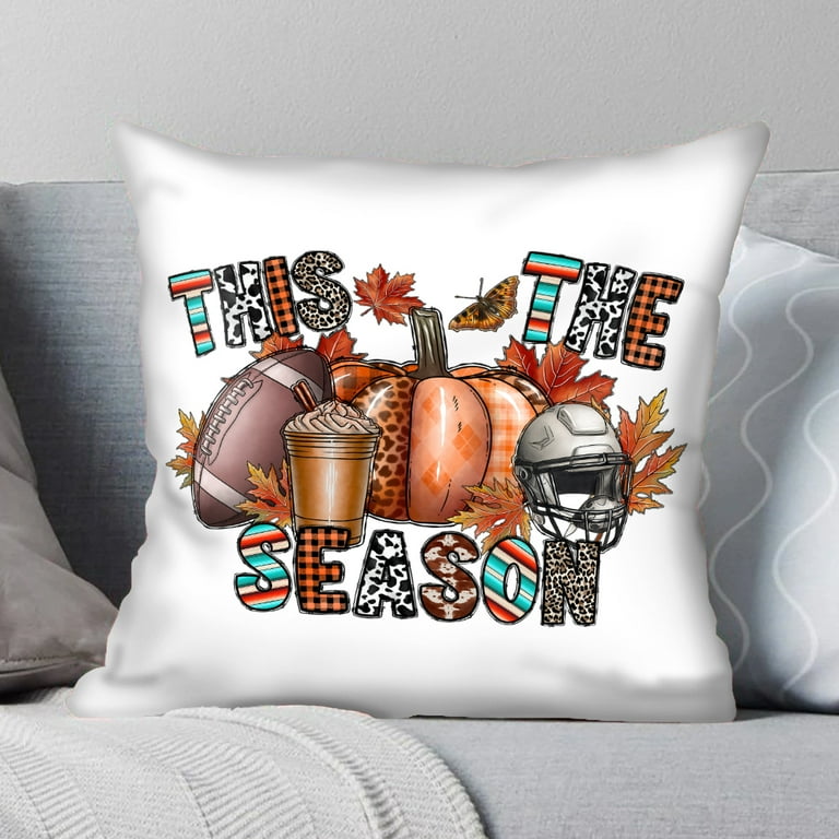 Halloween Pillows Fall Decor This is the Football Pumpkin Halloween Season Pillow Insert 17X17
