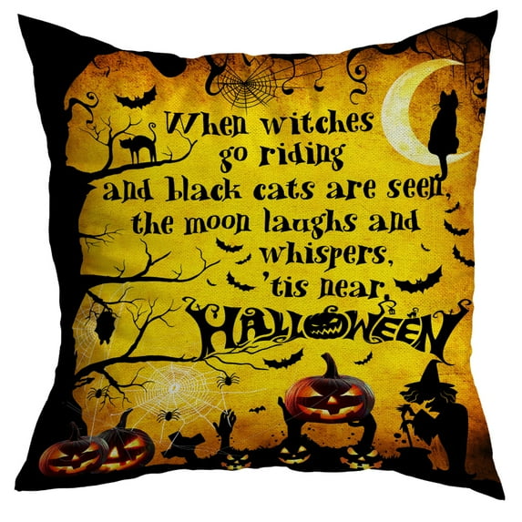 Halloween Pillows, Halloween Decoration Back Cat Moon Pumpkin Pillow Insert, 18X18