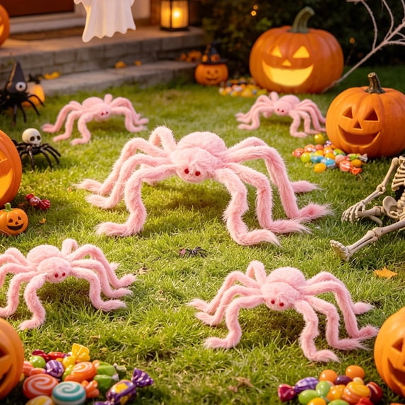 Halloween Pink Artificial Spider Decoration for Themed Scene Displays