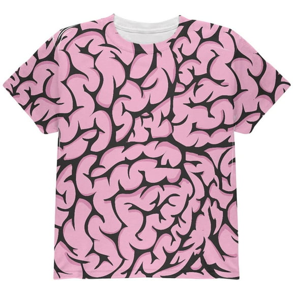 Halloween Pink Brains Costume All Over Youth T Shirt Multi YXL