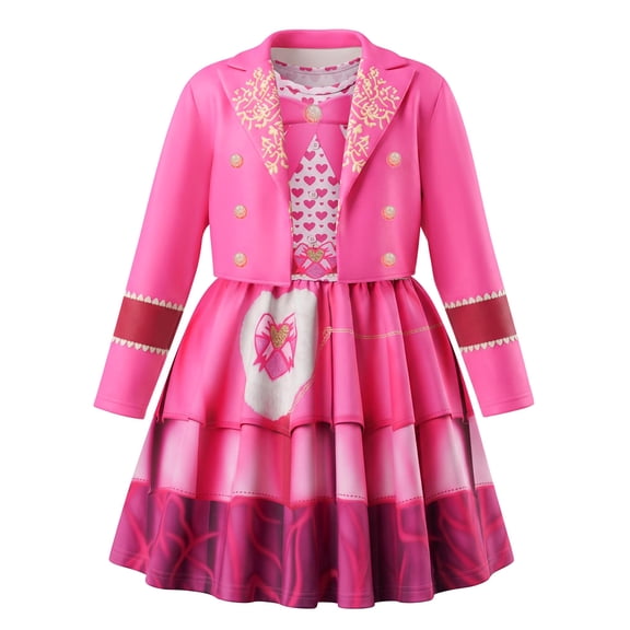 Halloween Pink Costume Princess Cosplay, Princess Outfit Heart Print Dress Full Set Halloween Cosplay Costume