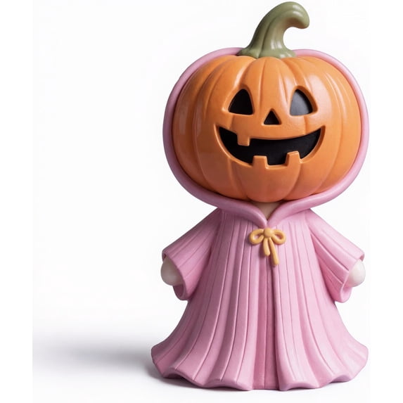 Halloween Pink Ghost Figurine Decor,Mini Cute Pink Statue with Pumpkin Holding, Decoration for Gift Props Tabletop Home Decorations, Halloween Gift Halloween-Themed Decorations