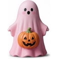 thumbnail image 1 of Halloween Pink Ghost Figurine Decor,Mini Cute Pink Statue with Pumpkin Holding, Decoration for Gift Props Tabletop Home Decorations, Perfect Halloween Gift Halloween-Themed Decorations, 1 of 7