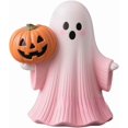 thumbnail image 1 of Halloween Pink Ghost Figurine Decor,Mini Cute Pink Statue with Pumpkin Holding, Decoration for Gift Props Tabletop Home Decorations, Halloween Gift Halloween-Themed Decorations, 1 of 7