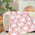 thumbnail image 1 of Halloween Pink Ghost Flannel Blankets, Spooky and Cute Soft Warm Throw Blankets for Couch Sofa Bed, Great Gift for Family and Friends, 1 of 6