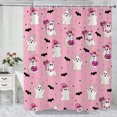 thumbnail image 1 of Halloween Pink Ghost Shower Curtain, Holiday Bathroom Decor, Polyester Fabric Waterproof Machine Washable, Halloween Home Party Decoration, 72 x 72 Inches, 1 of 7
