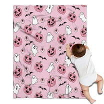 Halloween Pink Ghosts and Heart Pumpkins Blanket,Comfortable Soft Flannel Throw Blanket,All Season,Warm Lightweight Blankets for Sofa Bed Couch Living Room Chair,30"x40"