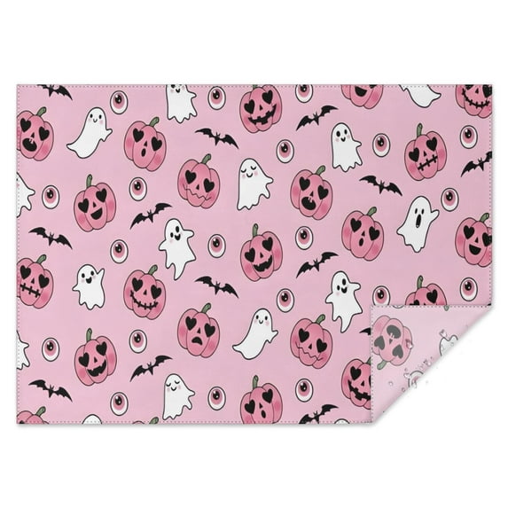 Halloween Pink Ghosts and Heart Pumpkins Rectangle Tablecloth 60"x84",Waterproof Polyester Rectangle Table Cloth, Wipeable Spillproof Polyester Tablecloth for Dining, Camping, Indoor and Outdoor